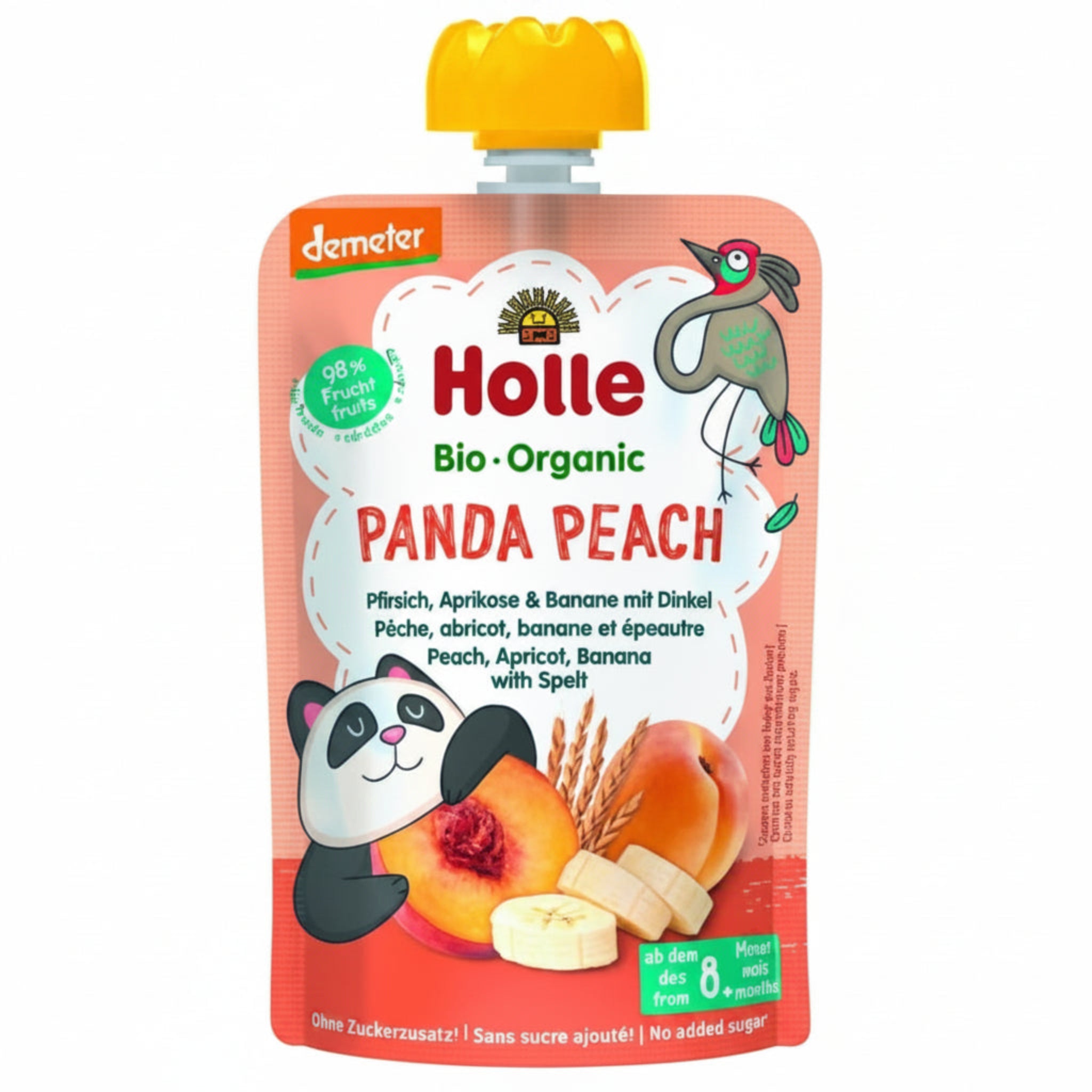 Holle Bio - Organic Panda Peach package on a white background.