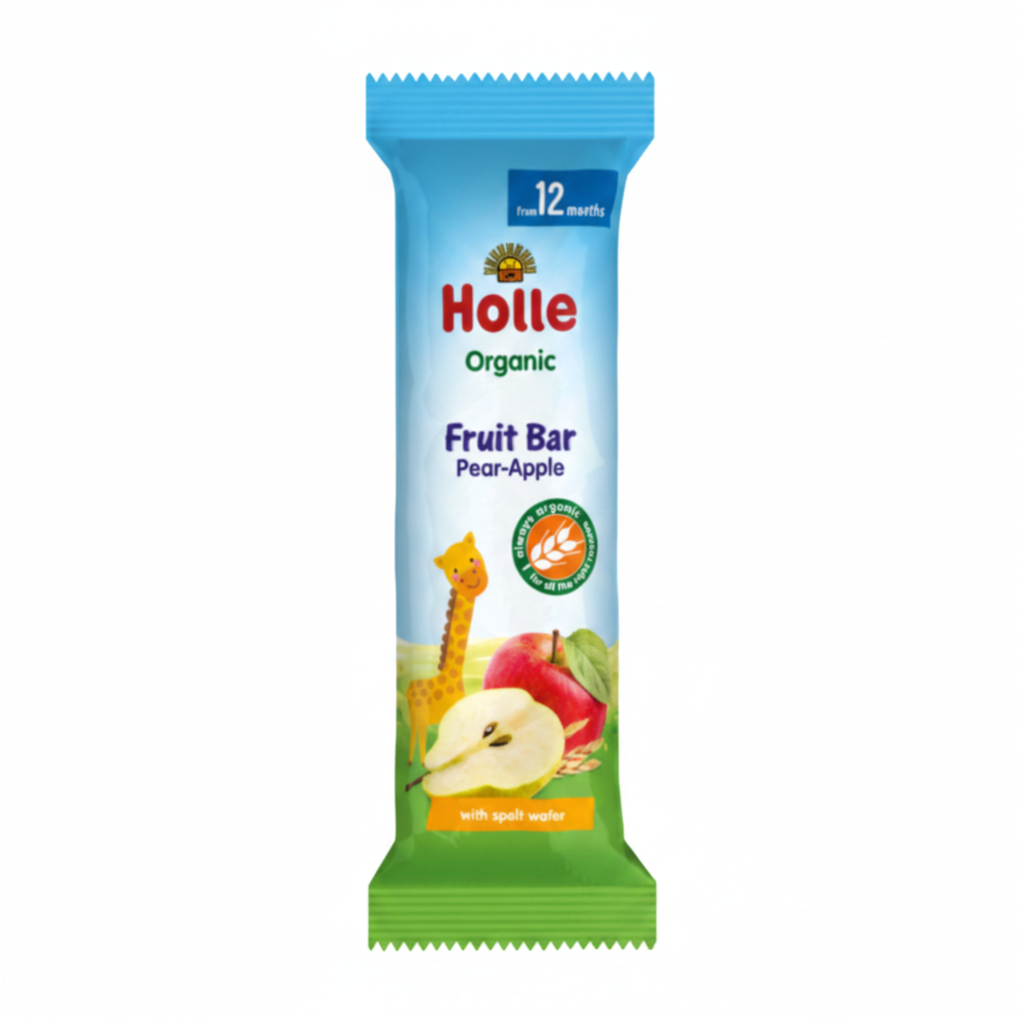 Holle Organic Pear-Apple bar package on a white background