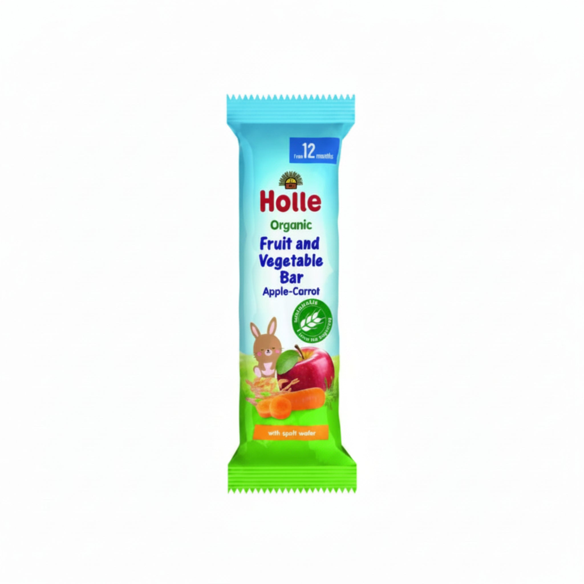 Holle Organic Apple - Carrot bar package on a white background. 