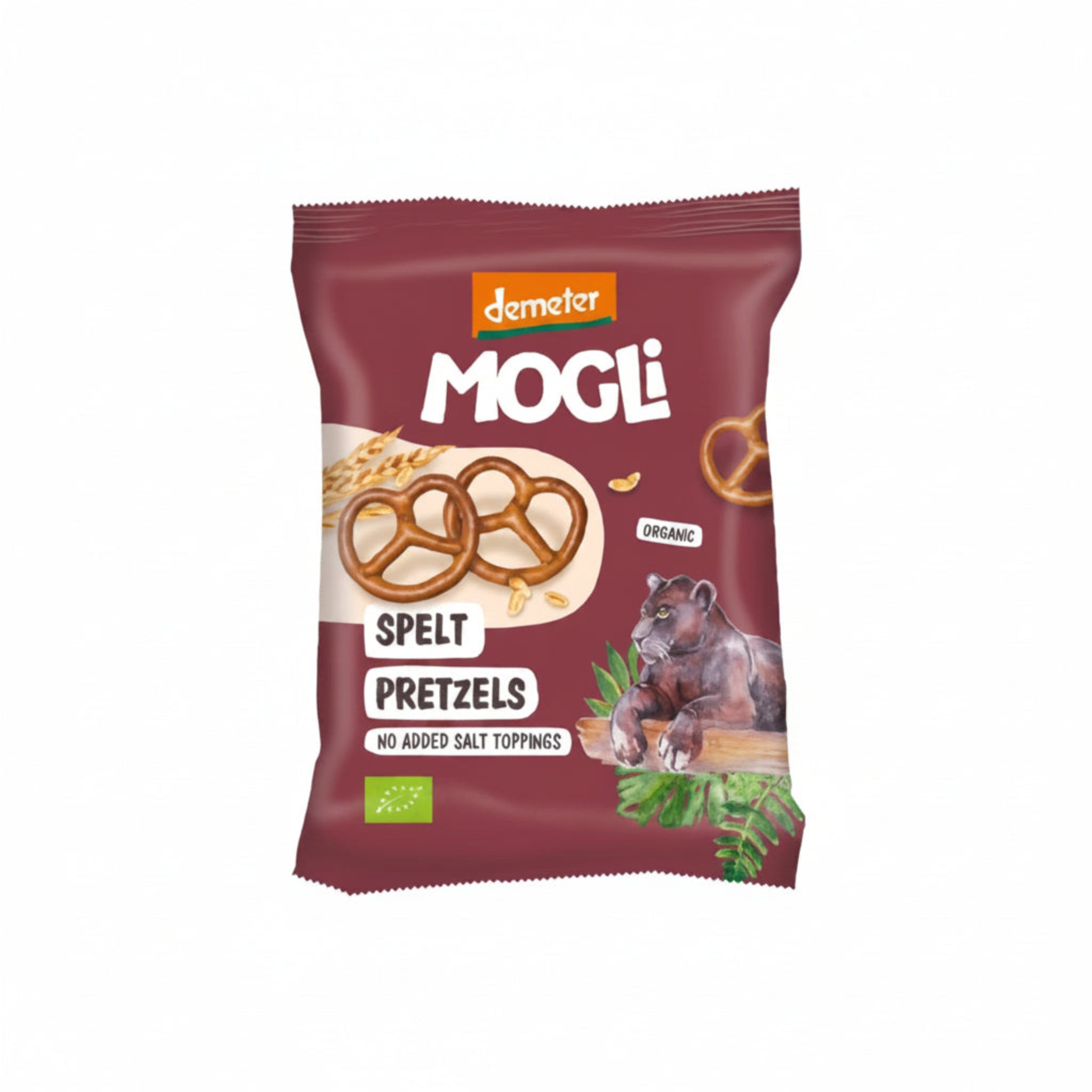 Mogli Spelt Pretzels package on a white background