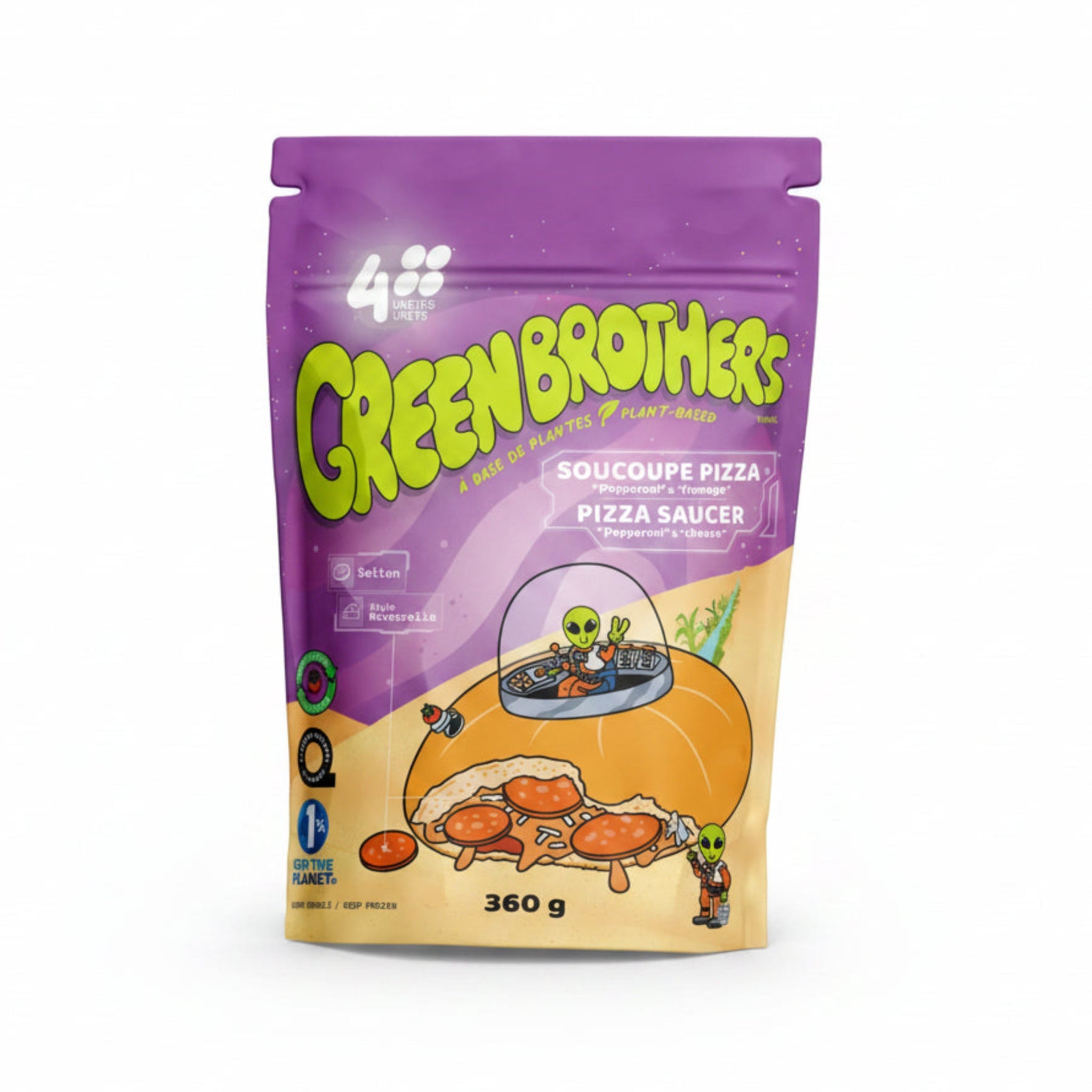 Green Brothers Pizza Saucer package on a white background.