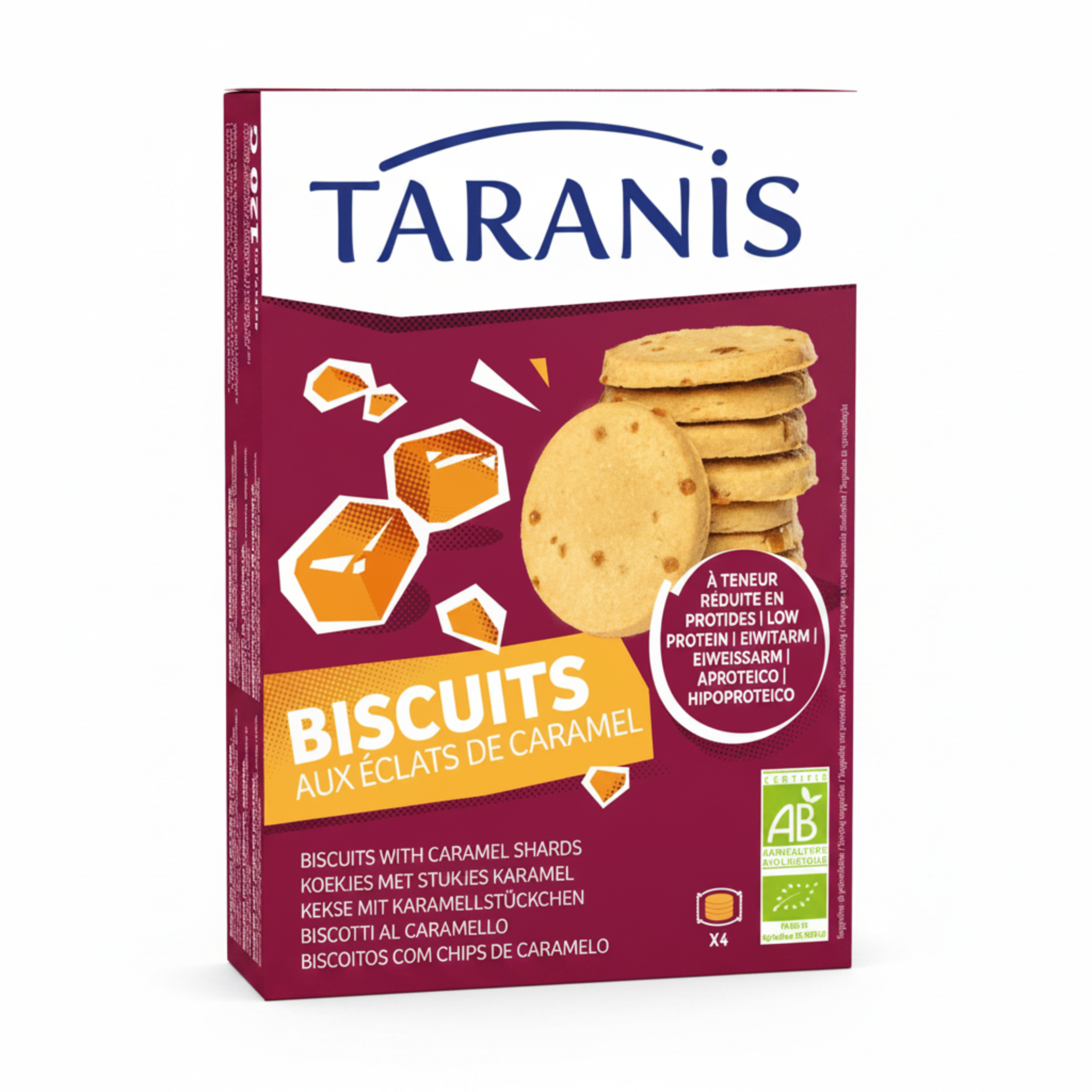 Taranis Biscuits with Caramel Shards package on a white background.