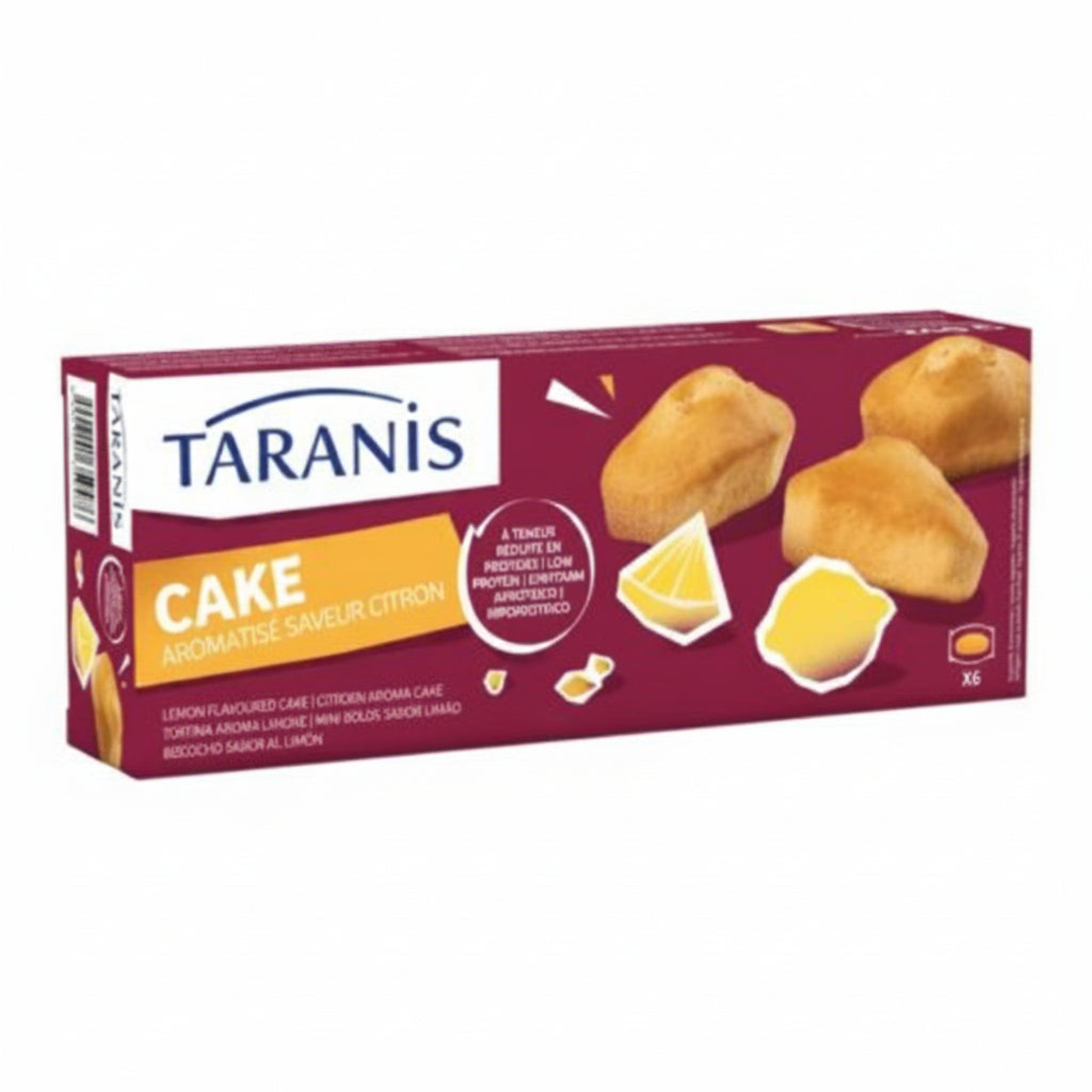 Taranis Lemon Flavoured Cakes package on a white background.
