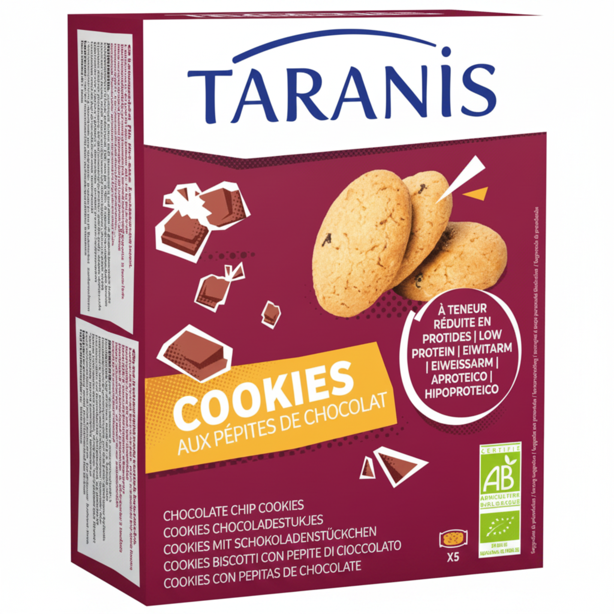 Taranis Chocolate Chip Cookies package on a white background.
