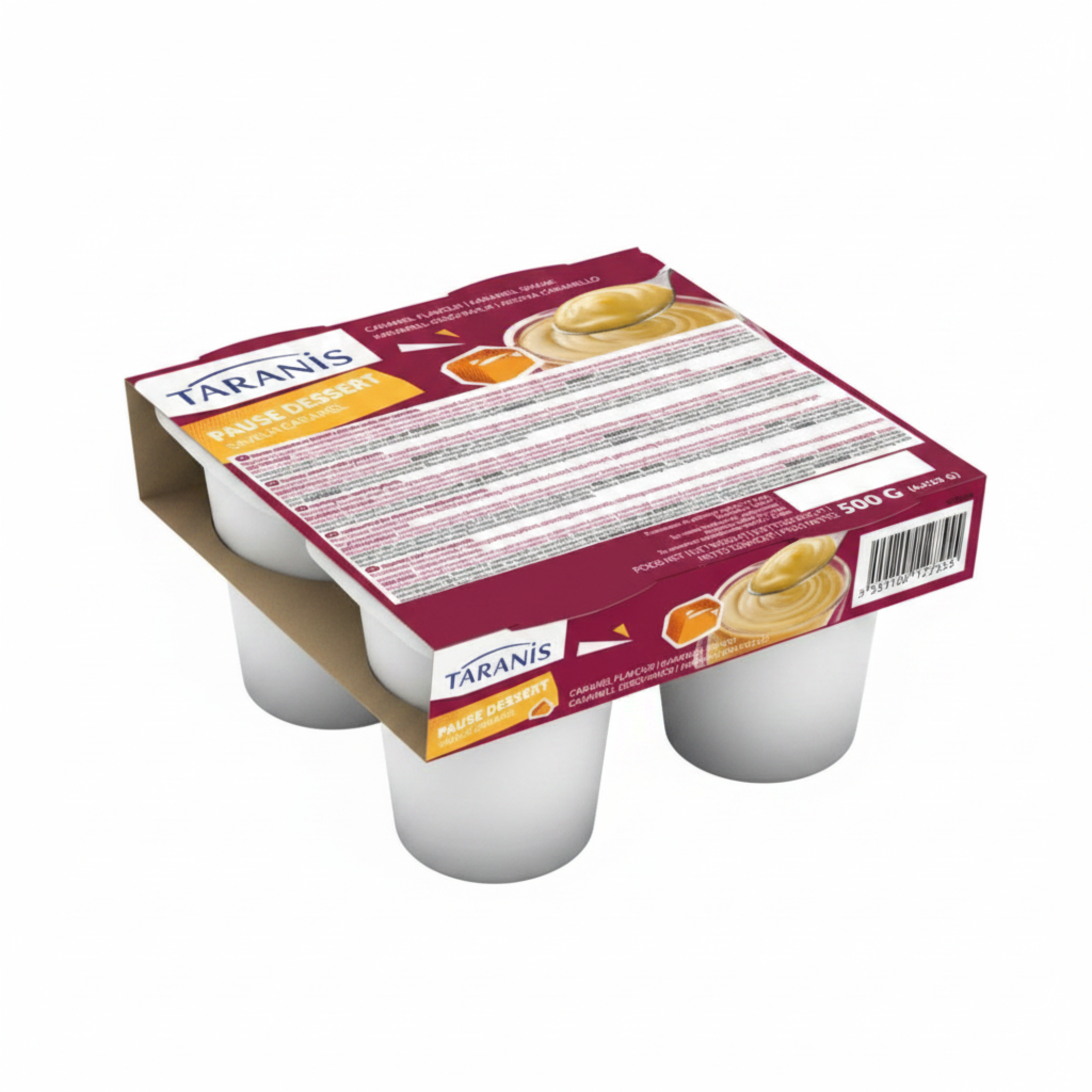 Taranis Pause Dessert Caramel flavour package on a white background.