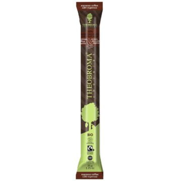 35 gram green and brown bar of Theobroma Chocolate - 60% Dark Chocolate with Espresso Coffee Chunks Baton