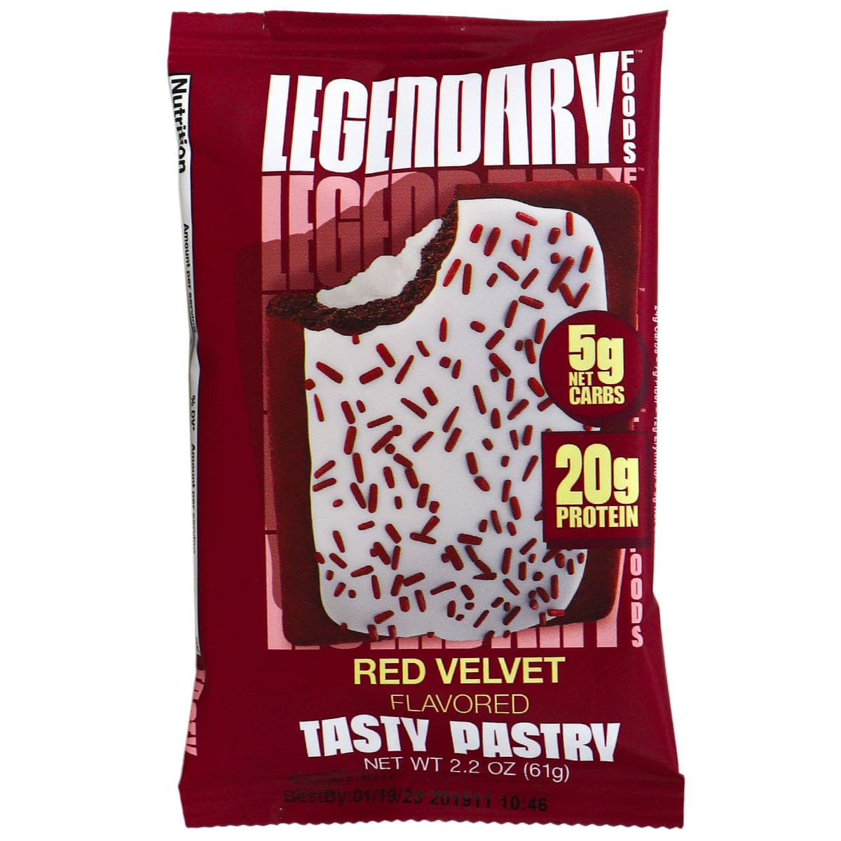 61 gram red single package of Legendary Foods Protein Pastry - Red Velvet