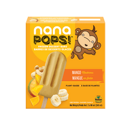 240 mL orange and yellow box of Nanapops Frozen Dessert Bar - Mango Madness