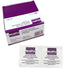 Purple and white MedPro box containing 200 units of alcohol pre pads (70%). Also displays the individual packaging for a pad.