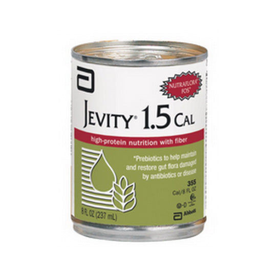 Jevity 1.5 Cal with fibre, 237mL green can, 24 cans per case.