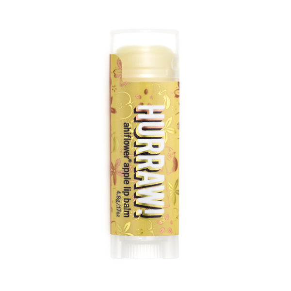 Hurraw ahiflower apple lip balm, yellow packaging, 4.8g.