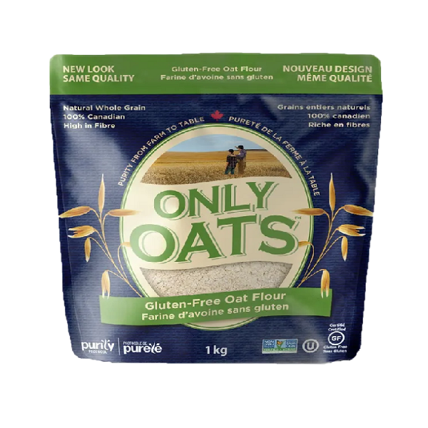 1 kg blue and green bag of Only Oats GF Oat Flour