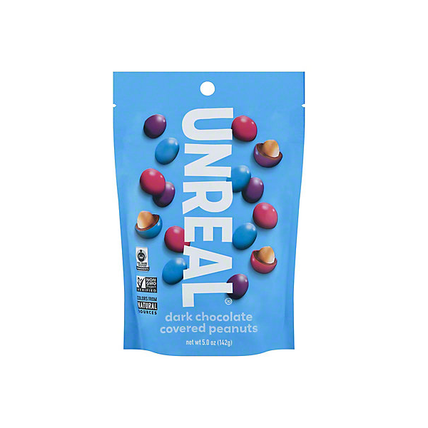 142 gram blue bag of Unreal Milk Chocolate Gems