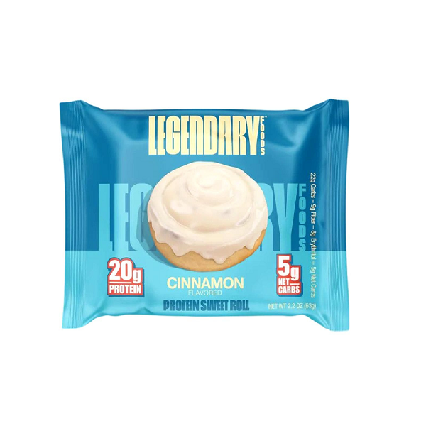63 gram blue package of Legendary Foods Sweet Roll - Cinnamon