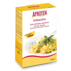 250 gram of yellow red and white package of Aproten Fettuccine