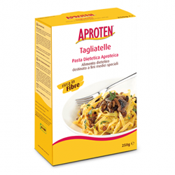 250 gram yellow red and white box of Aproten Tagliatelle