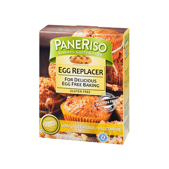 350 gram white orange and green box of PaneRiso Egg Replacer