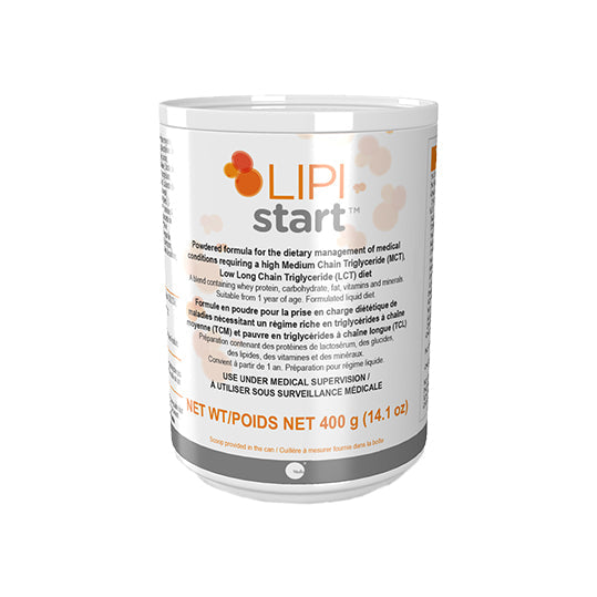 400 gram orange and white can of Lipistart