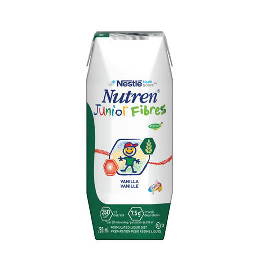 250 militre green and white tetra pack carton of Nutren Junior Fibre 1.0 Vanilla