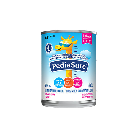 235 mL blue and pink can of PediaSure Strawberry