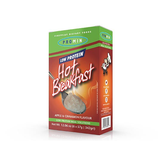 342 gram red and green box of Promin Hot Breakfast - Apple & Cinnamon