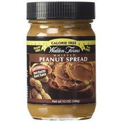 340 gram black brown and yellow jar of Walden Farms Peanut Spread