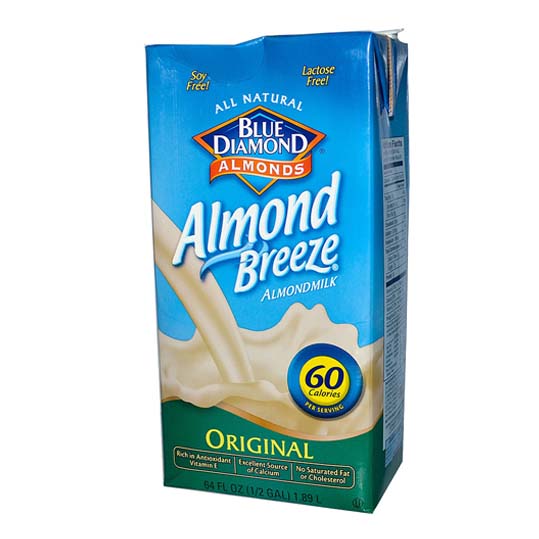 1.89 L blue green and yellow box of Blue Diamond Almond Breeze Almond Milk 60 - Original