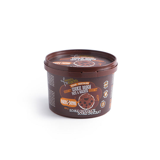 454 gram brown and orange container of Sweets from the Earth Cookie Dough Chocolate Chip