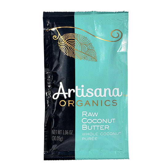 30.05 gram blue and black packet of Artisana Coconut Butter - Single Serving