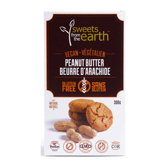 300 gram brown and white box of Sweets from the Earth Cookie Box Peanut Butter
