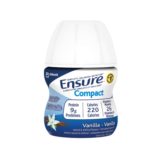 Ensure Compact Vanilla, 16 units per case, blue packaging.