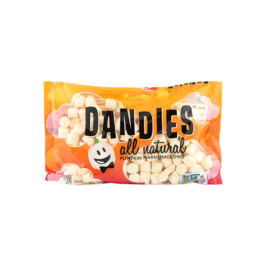 283 gram pumpkin spiced dandies vegan marshmallows in orange bag