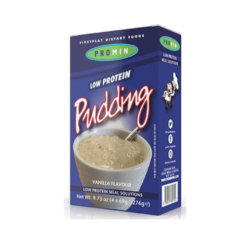 276 gram blue and green box of Promin Rice Pudding - Original.