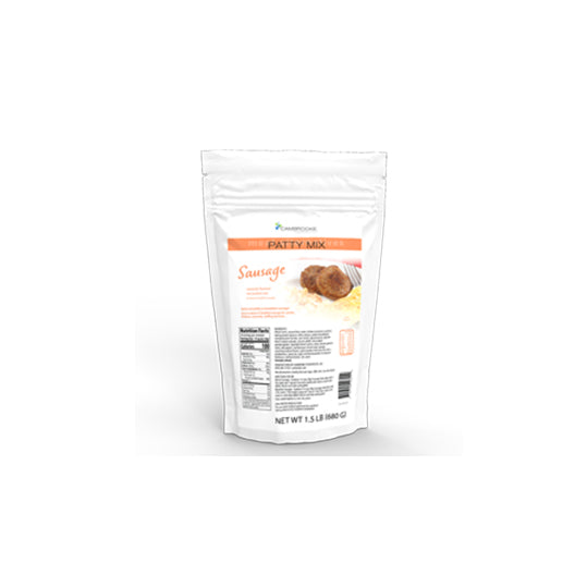 680 gram orange and white package of Cambrooke Sausage Patty Mix