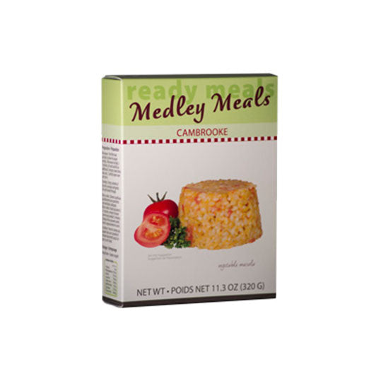320 gram green white and red box of Cambrooke Medley Meals - Vegetable Masala