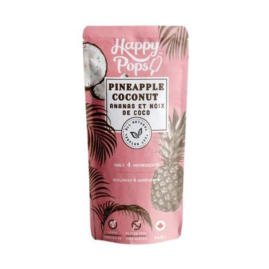 pink package with pineapples & coconuts of pineapple coconut flavour